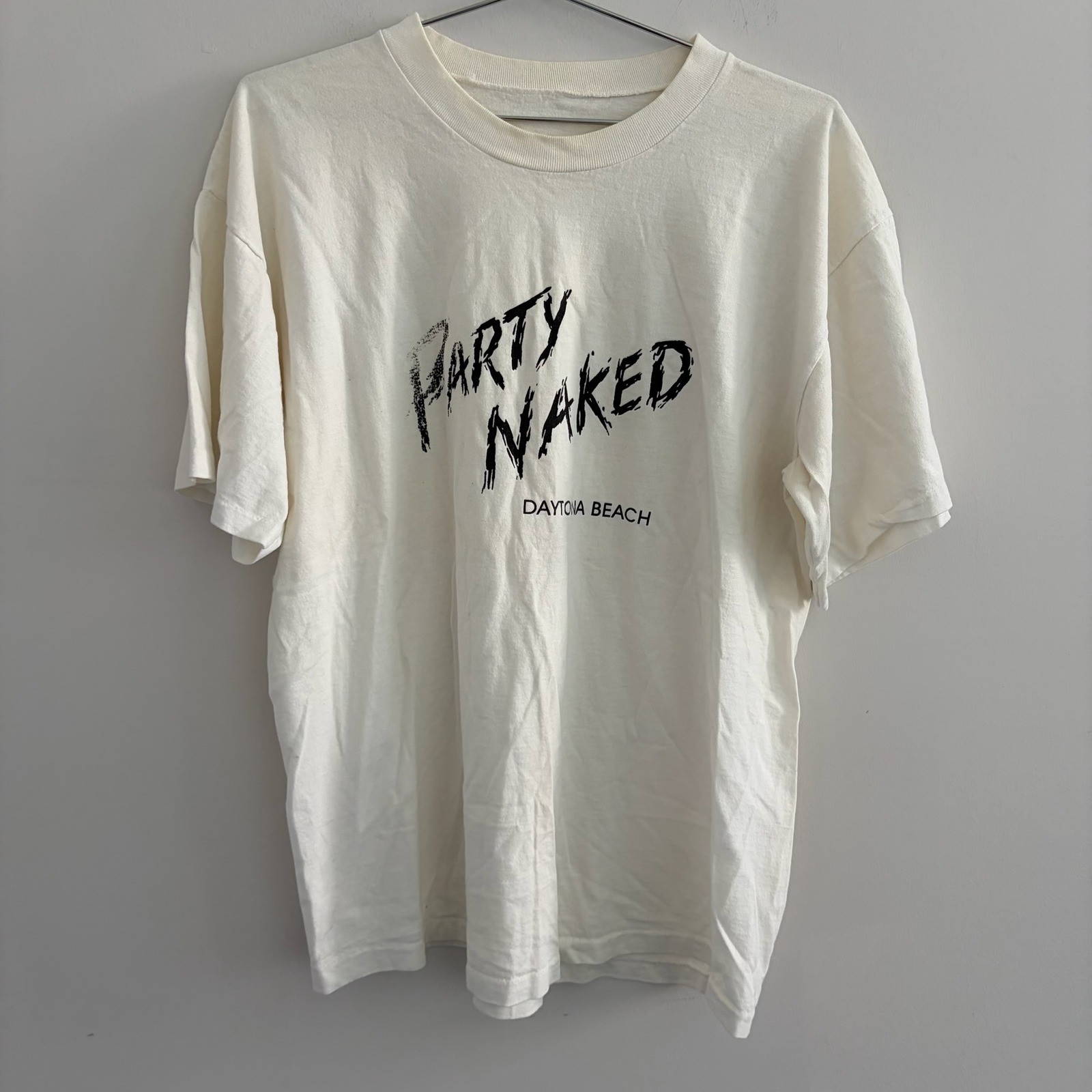 Vintage Party Naked Daytona Beach Graphic TShirt White Mens Large